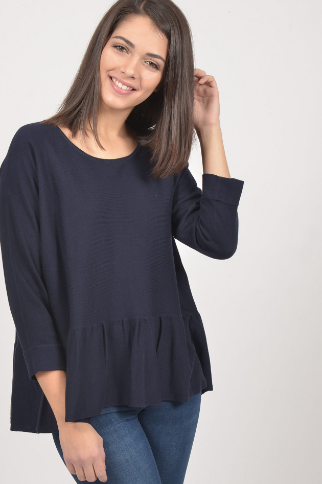 Repeat Pullover mit Schößchen in Navy