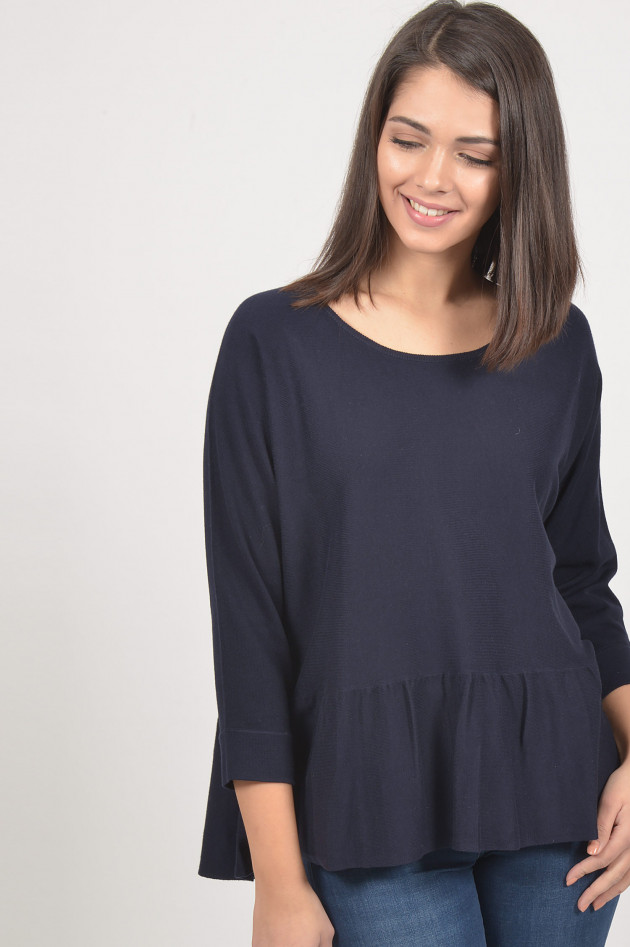 Repeat Pullover mit Schößchen in Navy