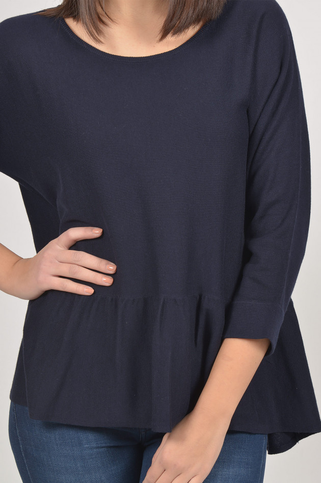 Repeat Pullover mit Schößchen in Navy