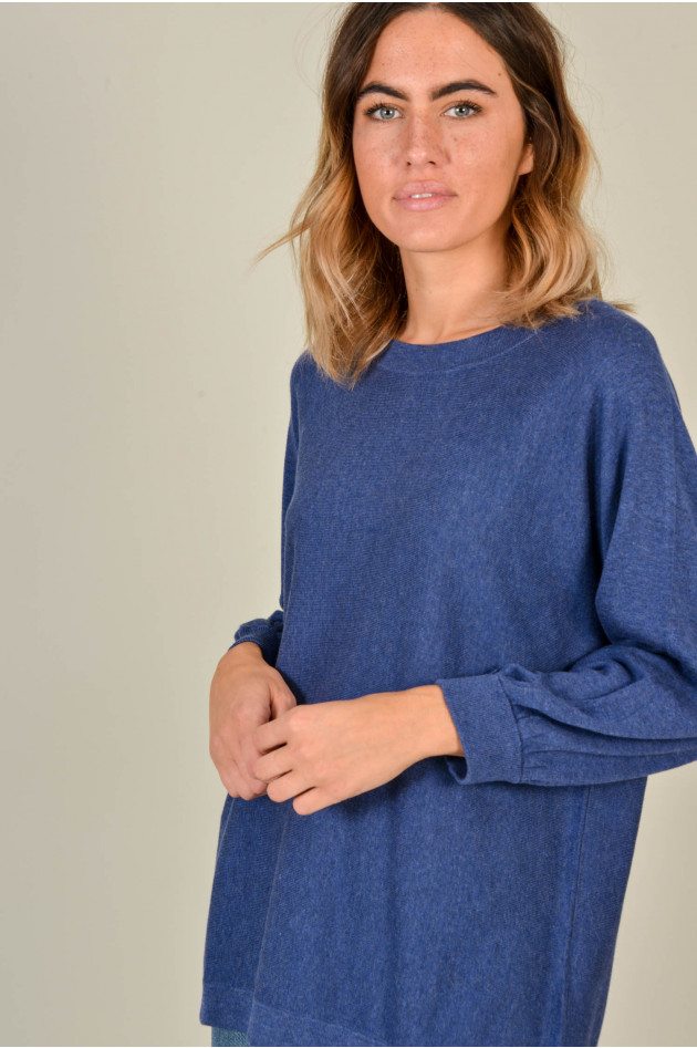 Repeat Pullover mit Ballonarm in Blau meliert