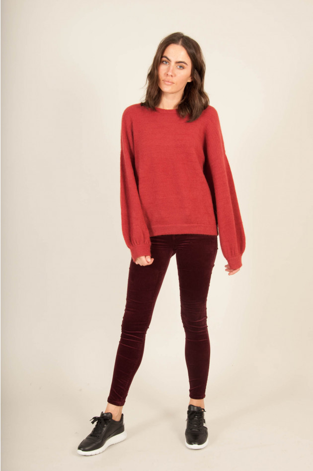 Repeat Pullover mit Ballonärmel in Rot