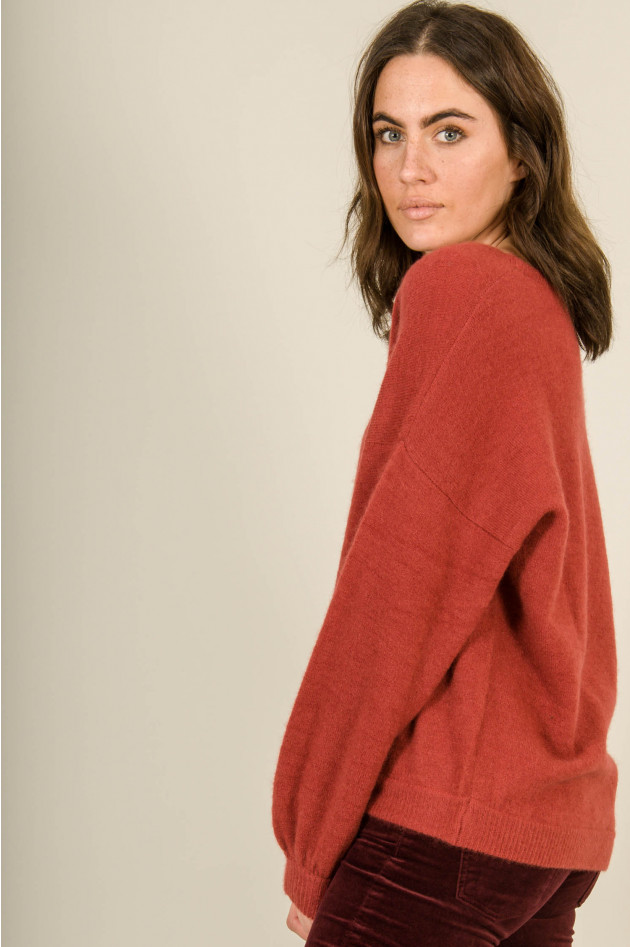 Repeat Pullover mit Ballonärmel in Rot