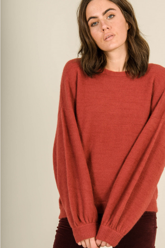 Repeat Pullover mit Ballonärmel in Rot