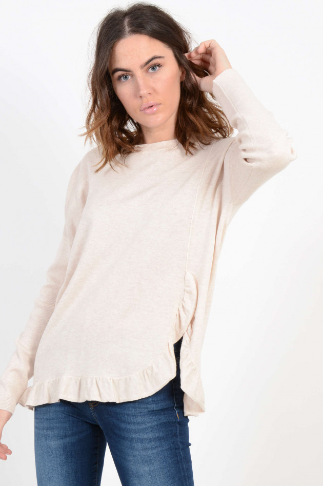 Repeat Pullover mit Rüschen in Beige