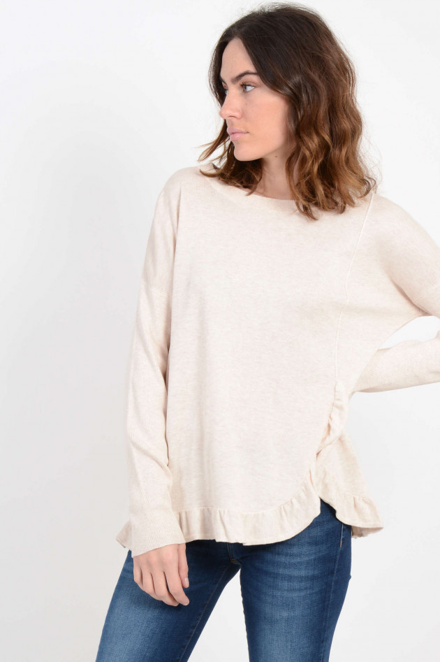 Repeat Pullover mit Rüschen in Beige