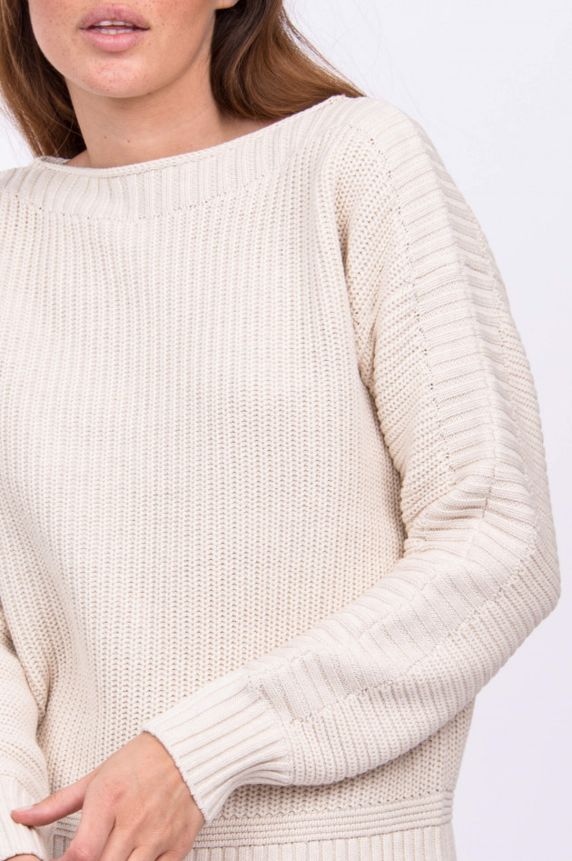 Repeat Grobstrickpullover mit Mustermix in Beige