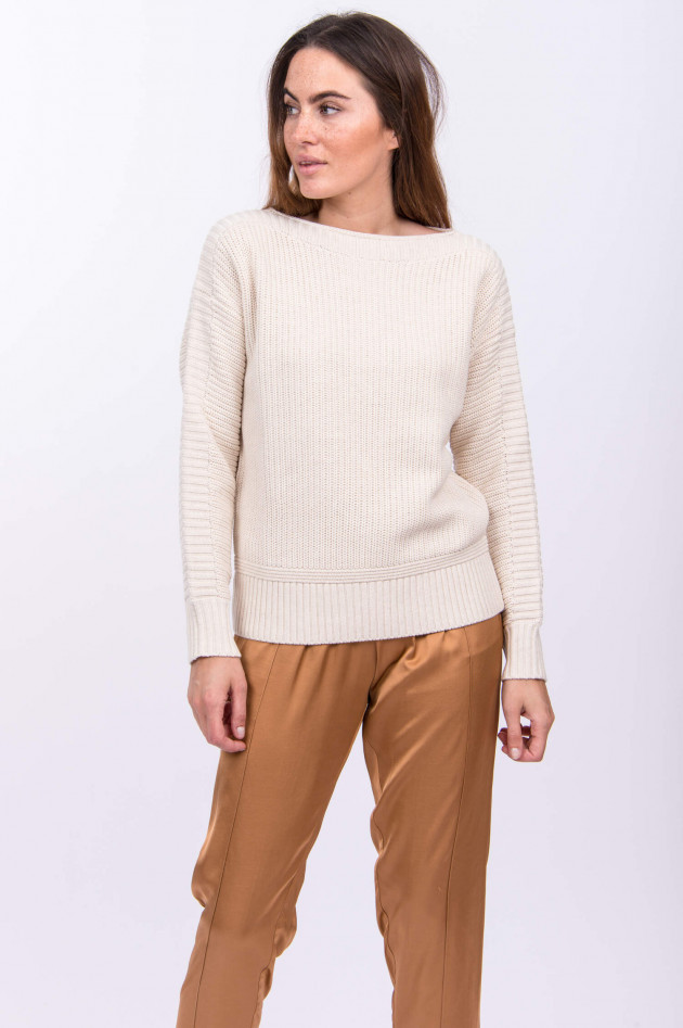 Repeat Grobstrickpullover mit Mustermix in Beige