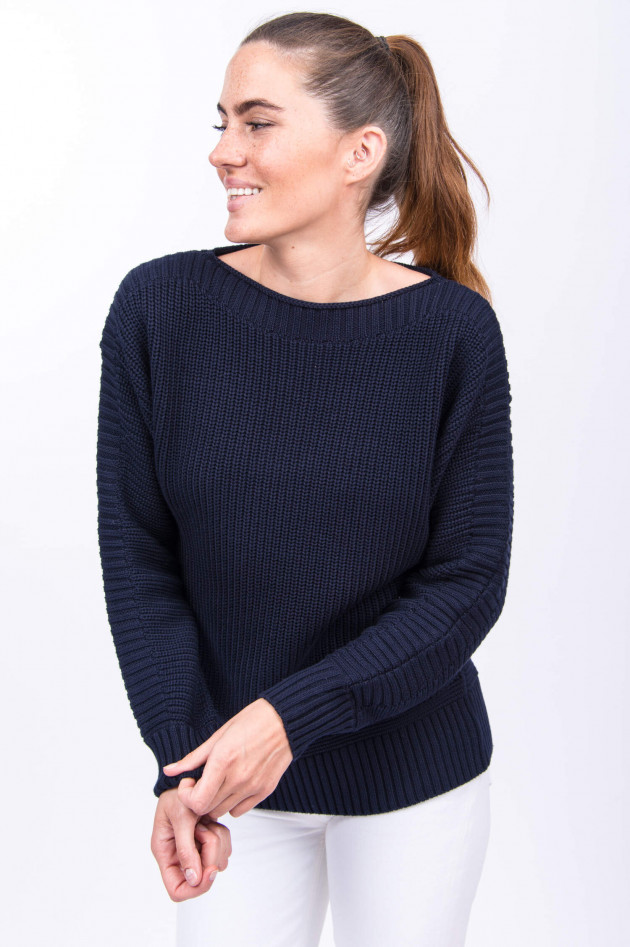 Repeat Grobstrickpullover mit Mustermix in Navy