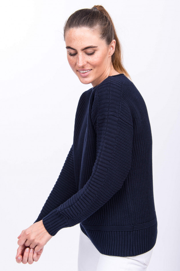 Repeat Grobstrickpullover mit Mustermix in Navy