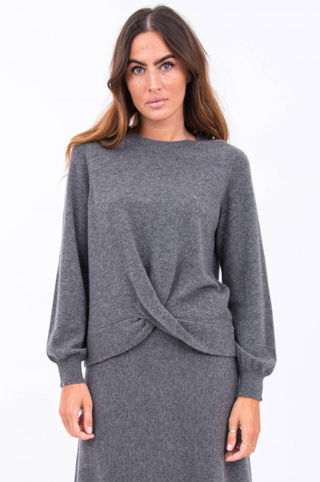 Repeat Kaschmir Pullover mit Knotem am Saum in Grau