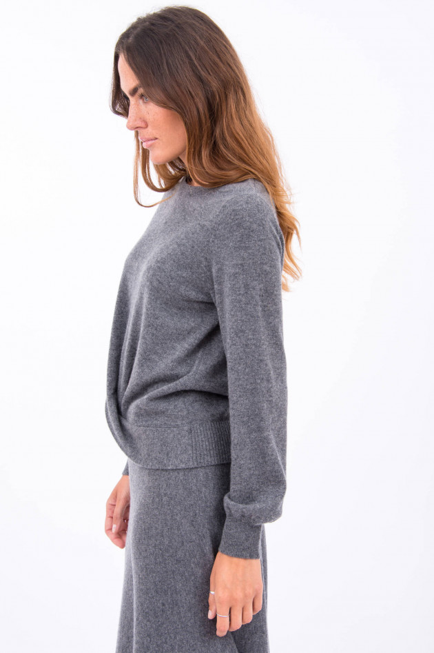 Repeat Kaschmir Pullover mit Knotem am Saum in Grau