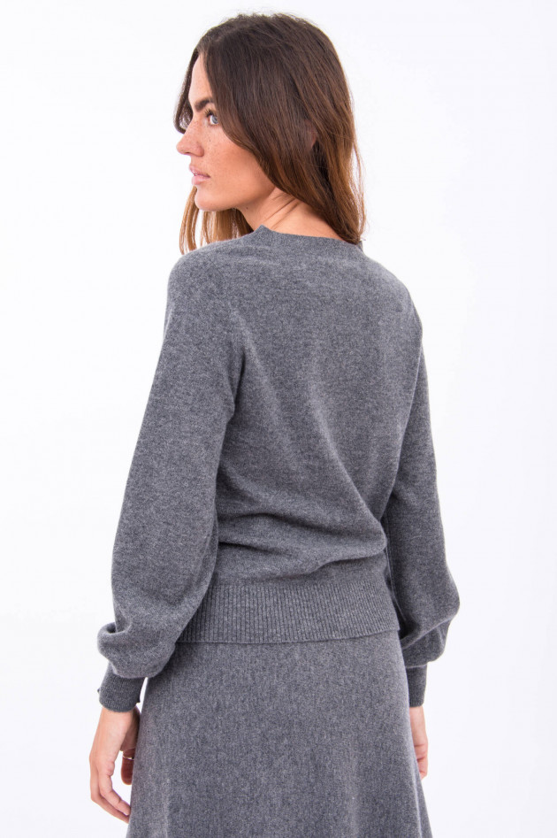 Repeat Kaschmir Pullover mit Knotem am Saum in Grau