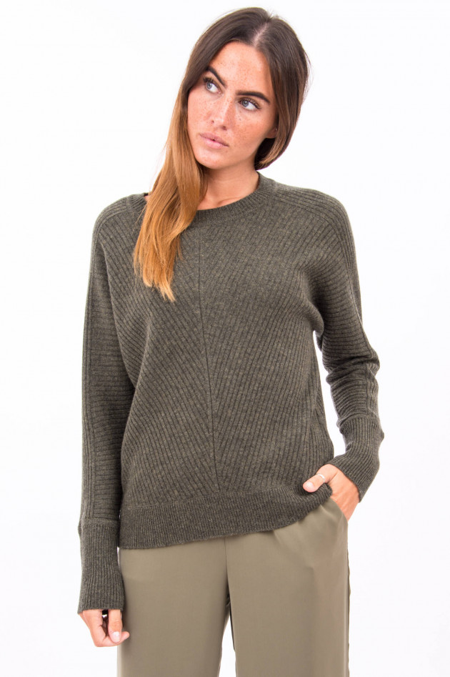 Repeat Leichter Kaschmir-Woll Pullover in Oliv