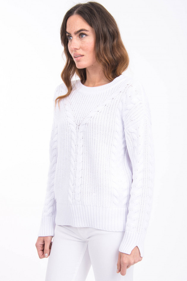 Repeat Pullover mit Zopfstrick-Design in Weiß