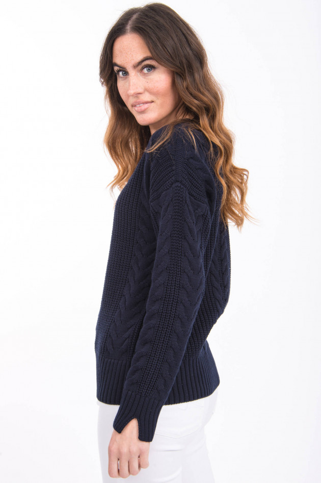 Repeat Pullover mit Zopfstrick-Design in Midnight