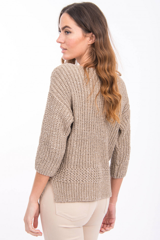 Repeat Grobstrick-Pullover mit Pailletten in Taupe