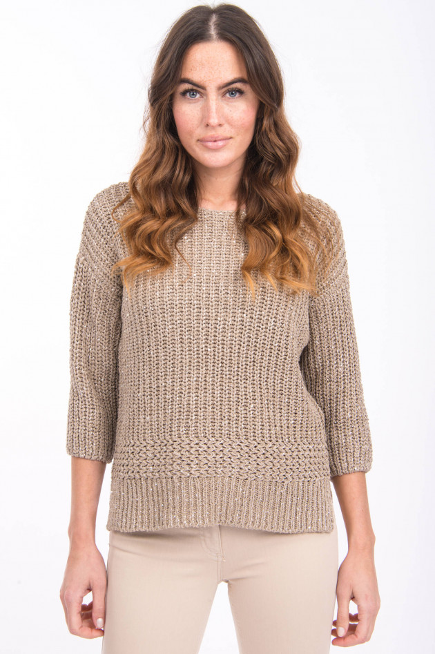 Repeat Grobstrick-Pullover mit Pailletten in Taupe