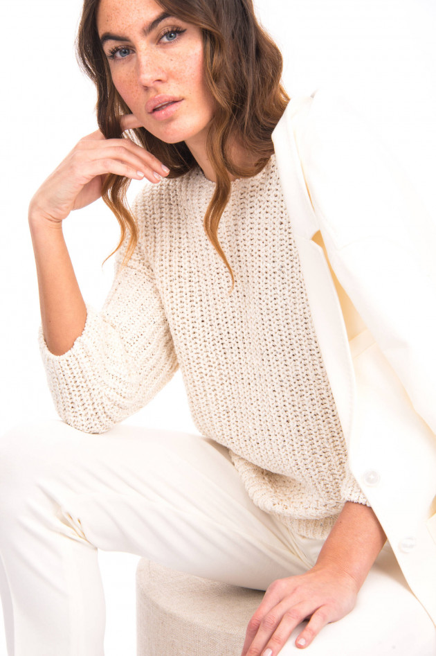 Repeat Grobstrick-Pullover mit Pailletten in Creme