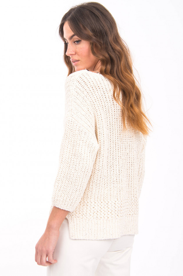 Repeat Grobstrick-Pullover mit Pailletten in Creme