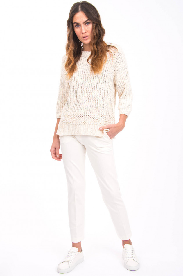 Repeat Grobstrick-Pullover mit Pailletten in Creme