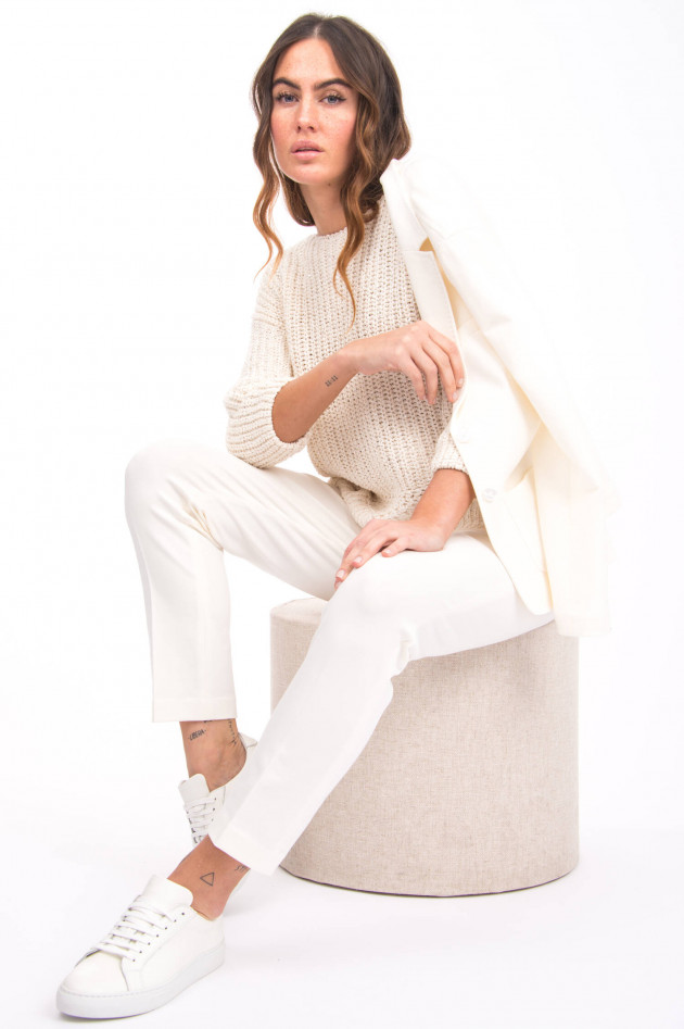 Repeat Grobstrick-Pullover mit Pailletten in Creme