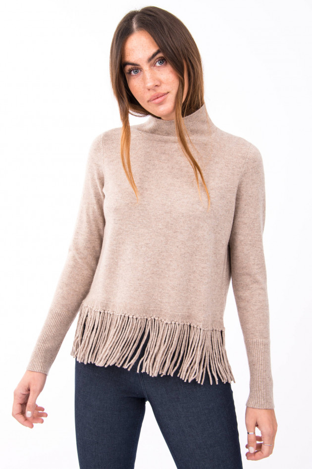 Repeat Pullover mit Fransen in Sand