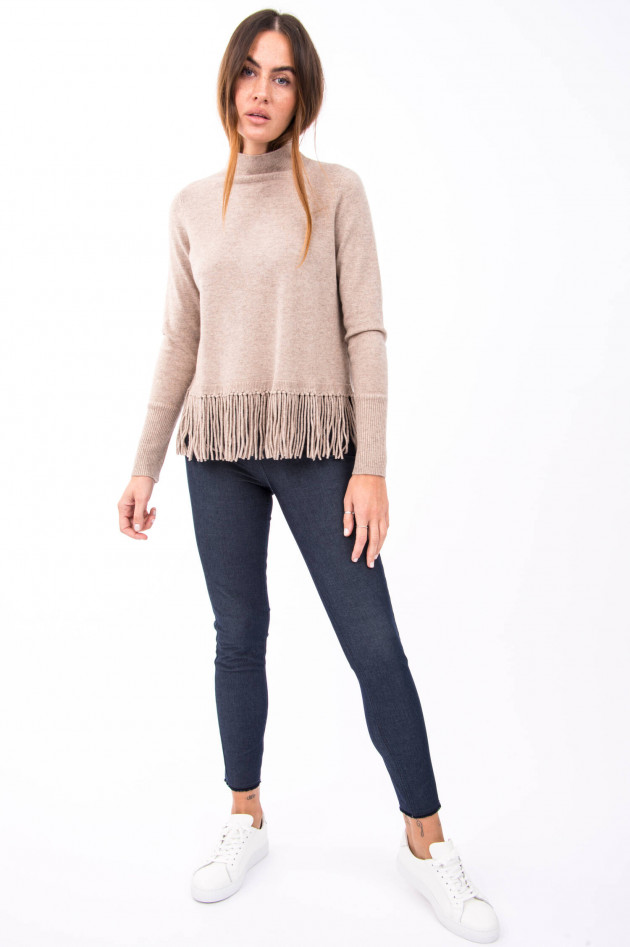 Repeat Pullover mit Fransen in Sand