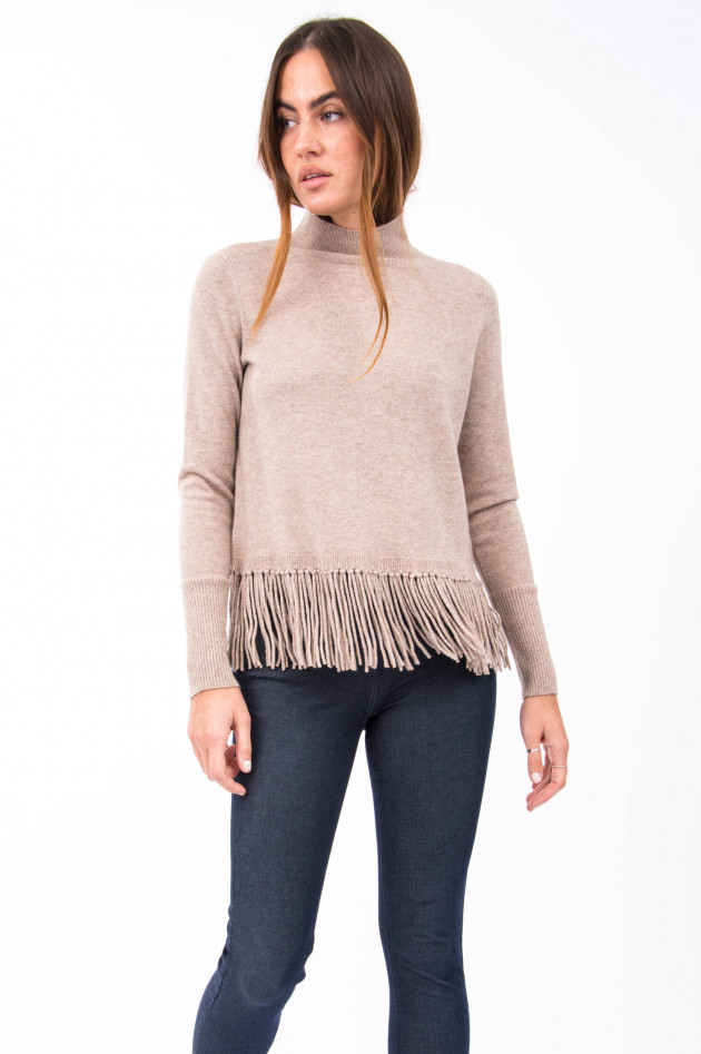 Repeat Pullover mit Fransen in Sand