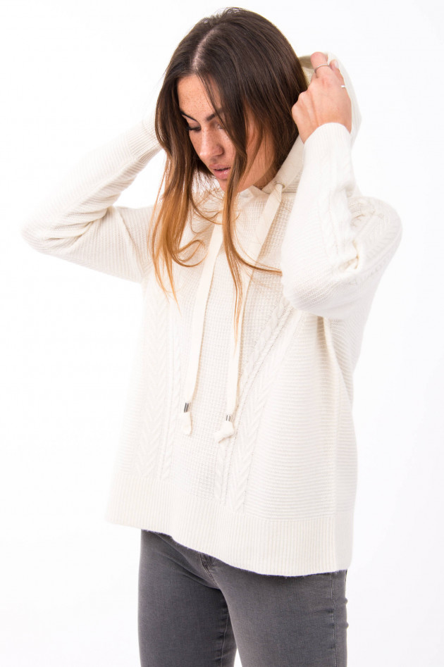 Repeat Strick-Hoodie in Cream