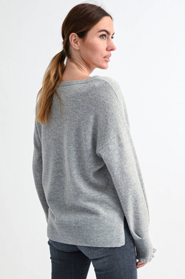 Repeat Bio-Cashmere Pullover mit Ballonarm in Hellgrau