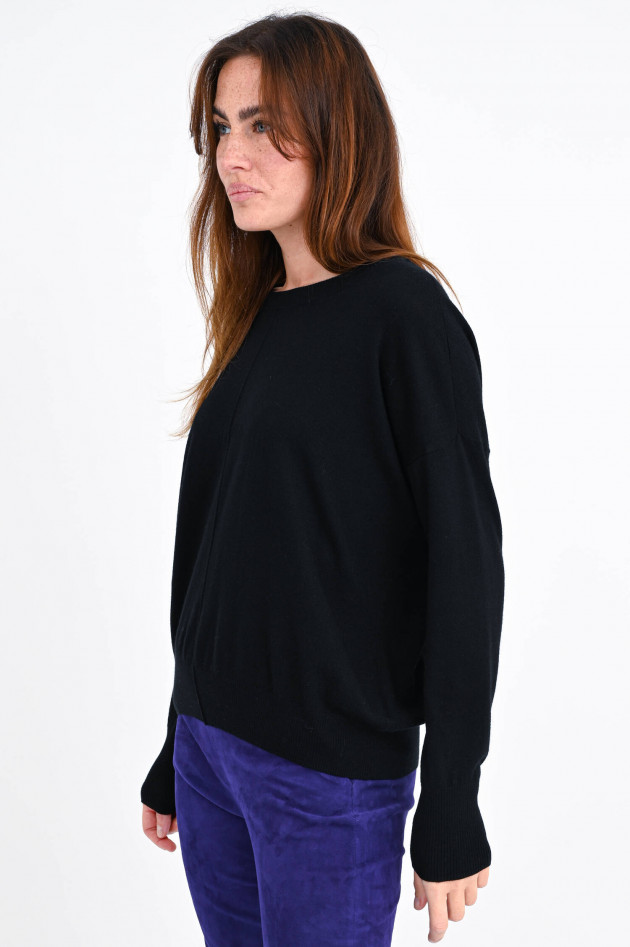 Repeat Feinstrick-Pullover mit Ziernaht in Schwarz