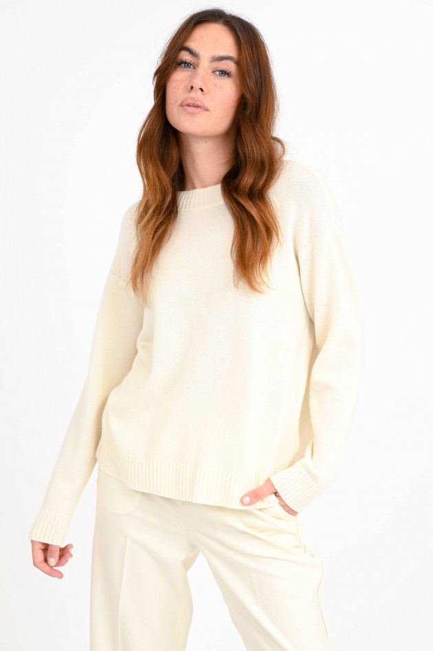 Repeat Pullover mit Rippstrick-Details in Creme