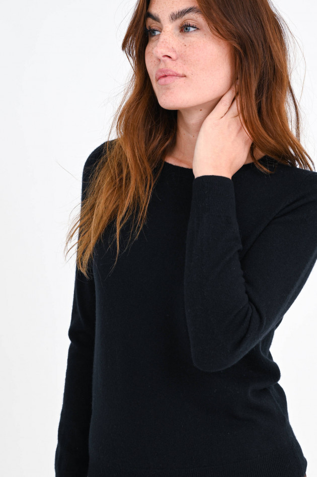 Repeat Rundhals Cashmere-Pullover in Schwarz