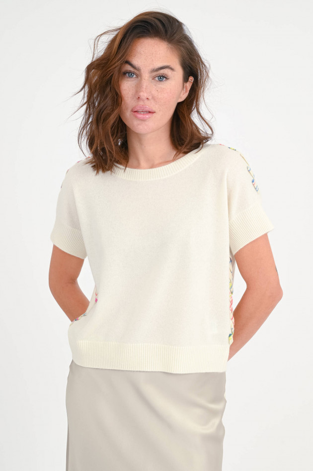 Repeat Cashmere-Pullover mit Details in Pastellgelb