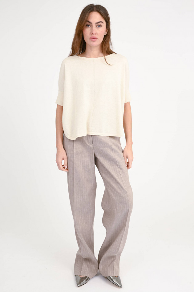 Repeat Kurzarm-Pullover aus Baumwoll-Mix in Ivory