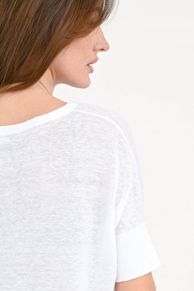 Repeat Kurzarm-Pullover aus Leinen in Weiß