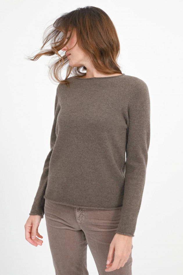 Repeat Cashmere Pullover mit Rollsaum in Cacao