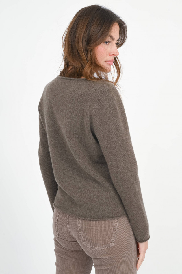 Repeat Cashmere Pullover mit Rollsaum in Cacao