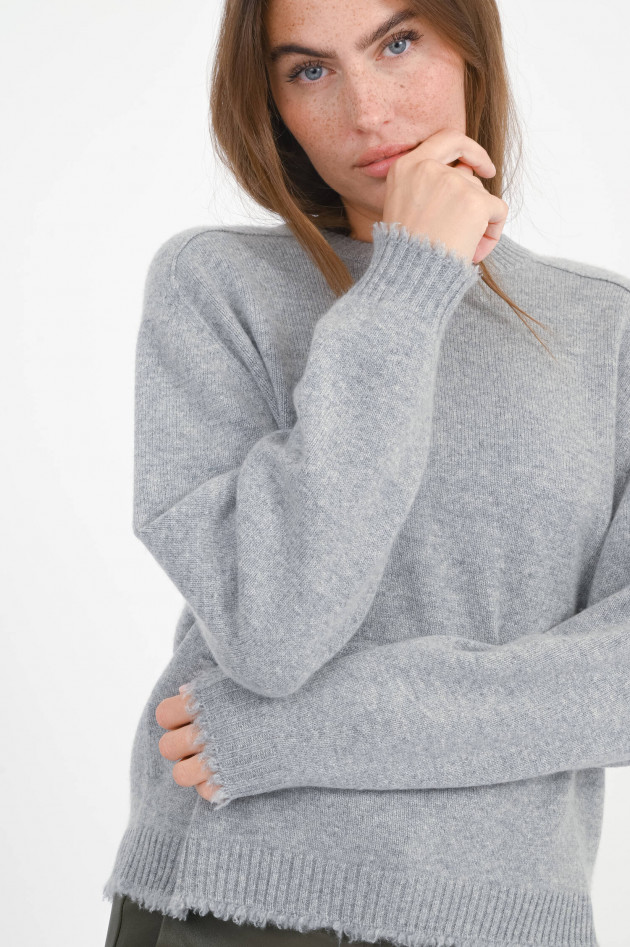 Repeat Cashmere-Pullover mit Mäusekante in Light Grey