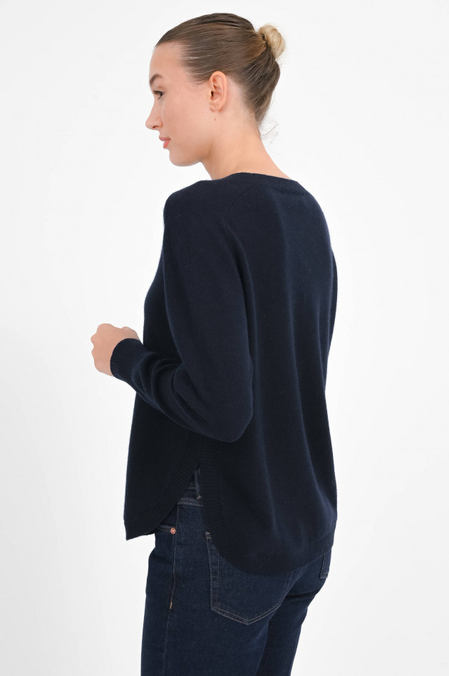 Repeat Cashmere-Pullover mit abgerundetem Saum in Navy