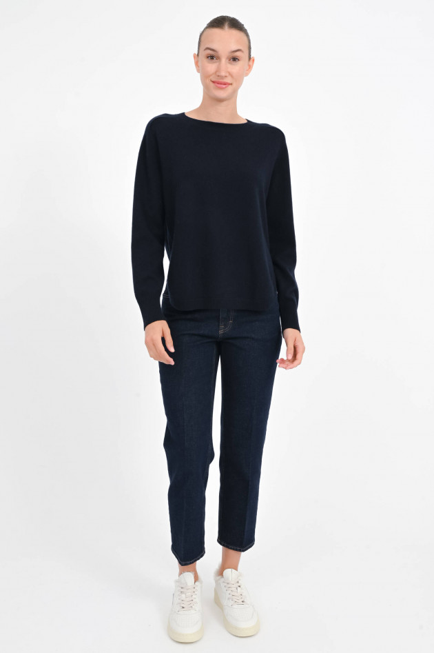 Repeat Cashmere-Pullover mit abgerundetem Saum in Navy