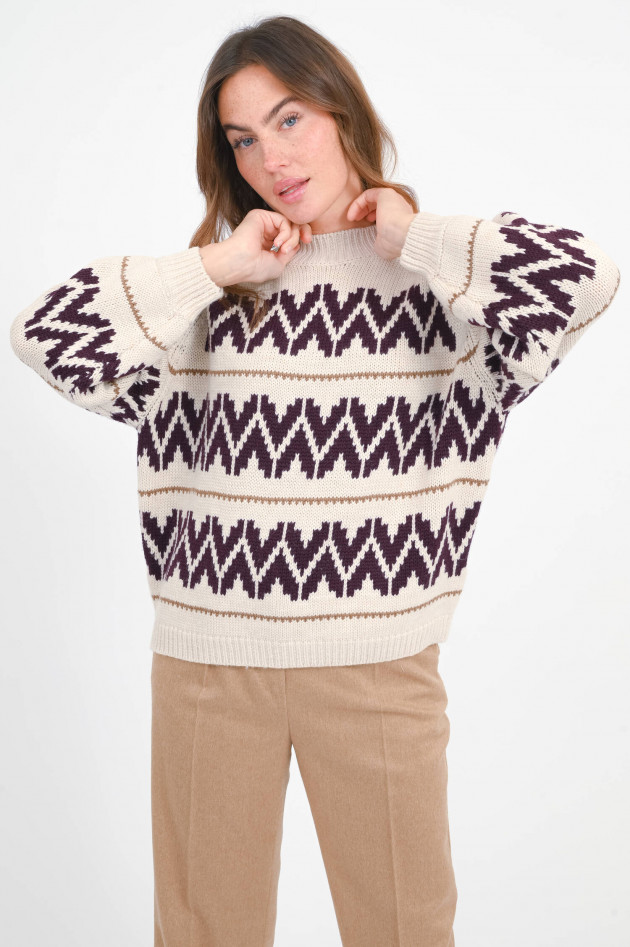 Repeat Wollpullover mit Allover-Design in Light Beige