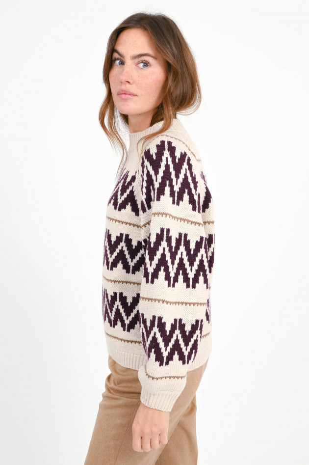Repeat Wollpullover mit Allover-Design in Light Beige