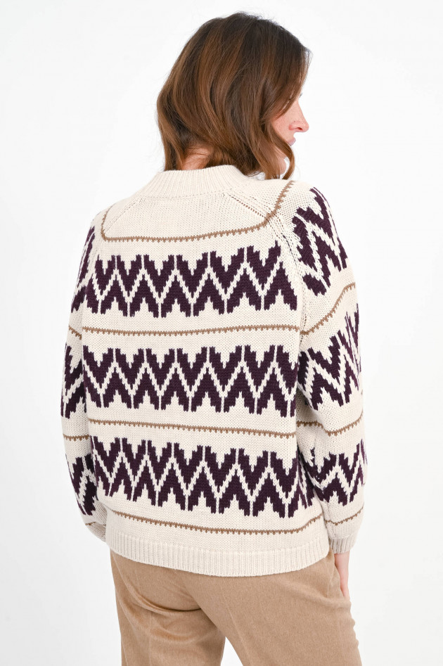 Repeat Wollpullover mit Allover-Design in Light Beige