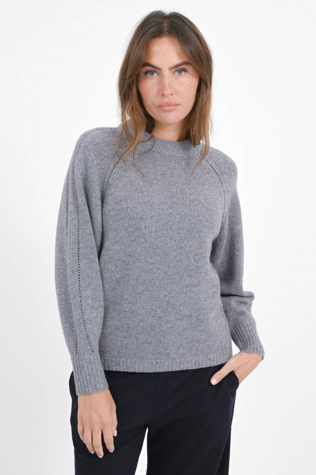 Repeat Woll-Pullover mit dekorativen Arm in Grau