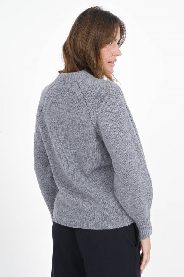 Repeat Woll-Pullover mit dekorativen Arm in Grau