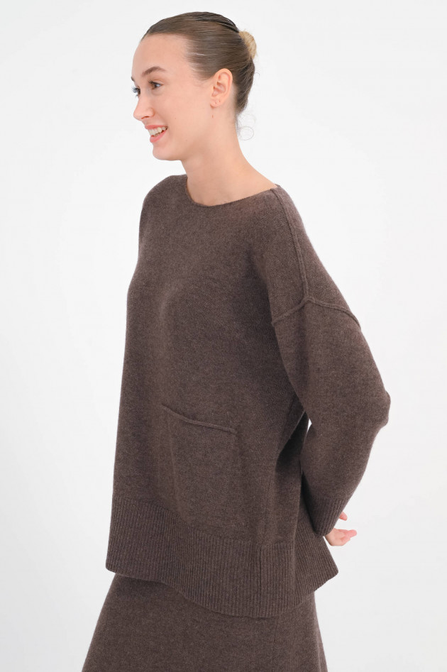 Repeat Strickpullover aus Merino-Wolle in Braun