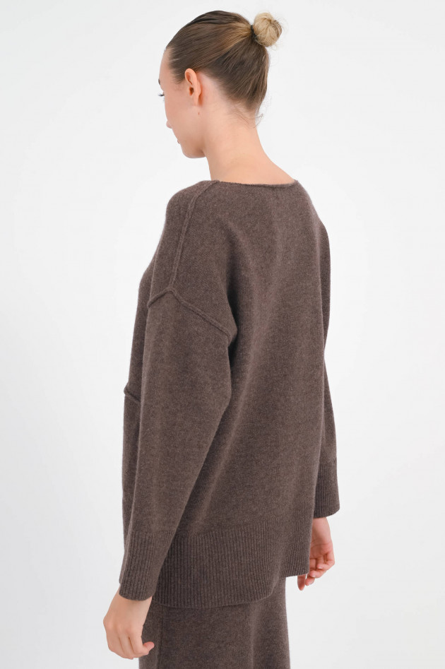 Repeat Strickpullover aus Merino-Wolle in Braun