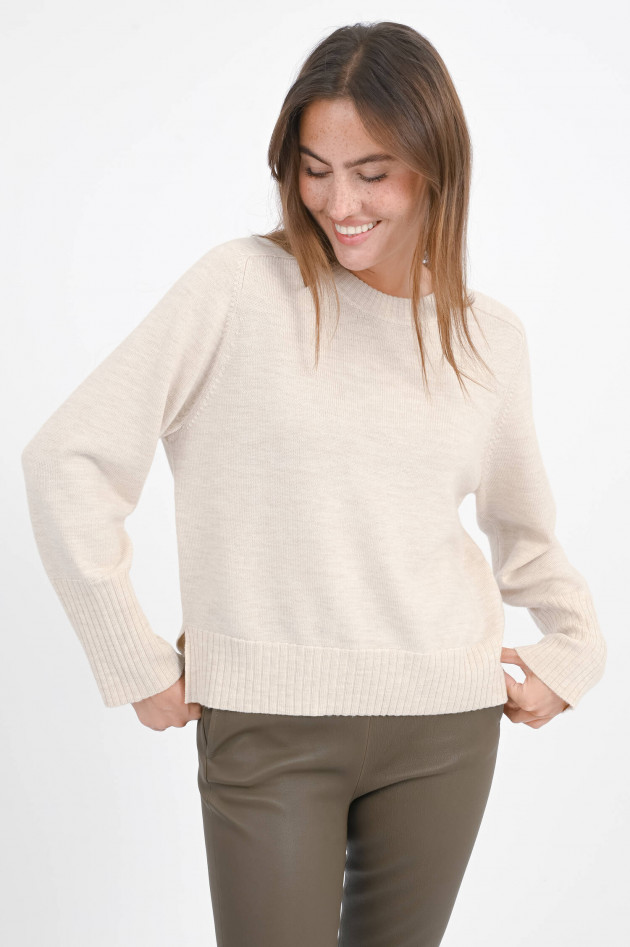 Repeat Pullover aus Wolle in Light Beige meliert