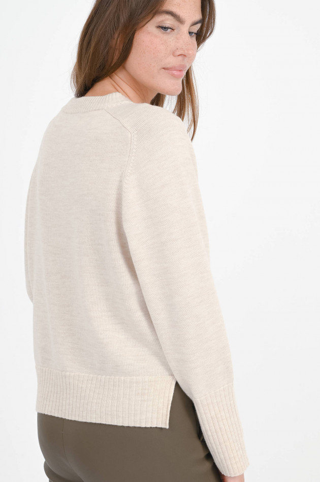 Repeat Pullover aus Wolle in Light Beige meliert